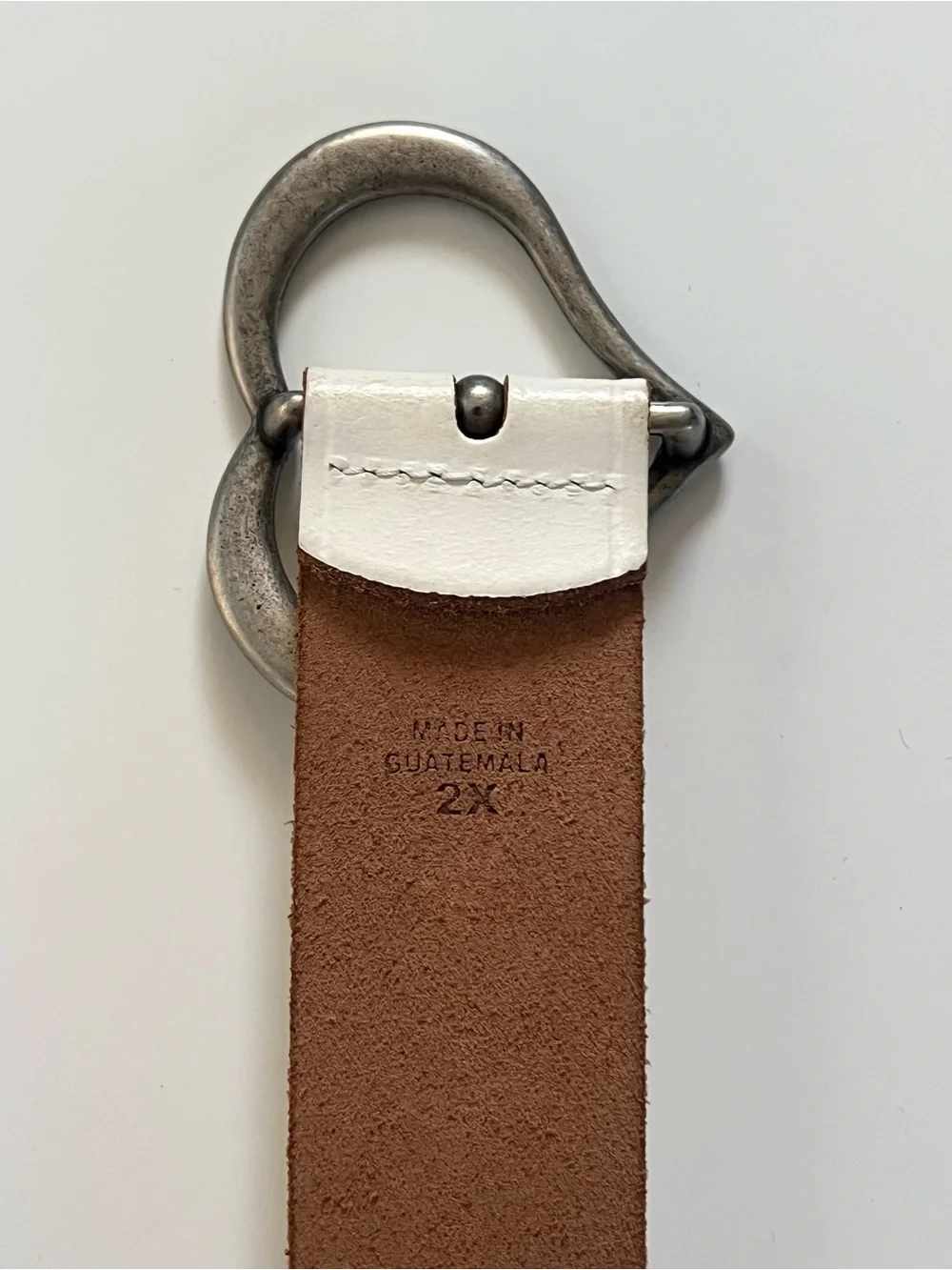 White Leather Belt with Heart Buckle